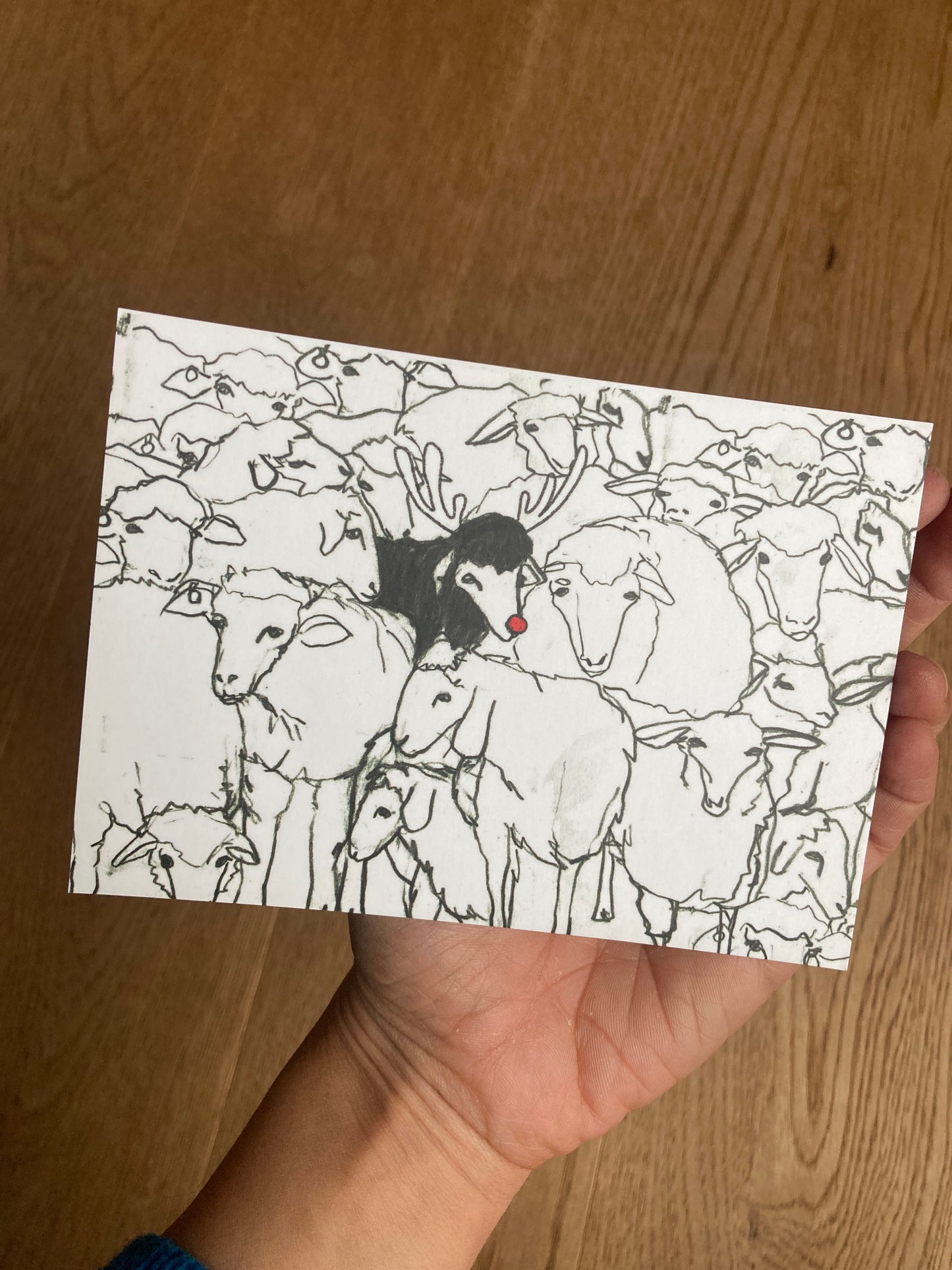 Rudolph im Schafspelz – Humorvolle Weihnachtskarte mit minimalistischem Design. Kostenloser Versand ab 6€