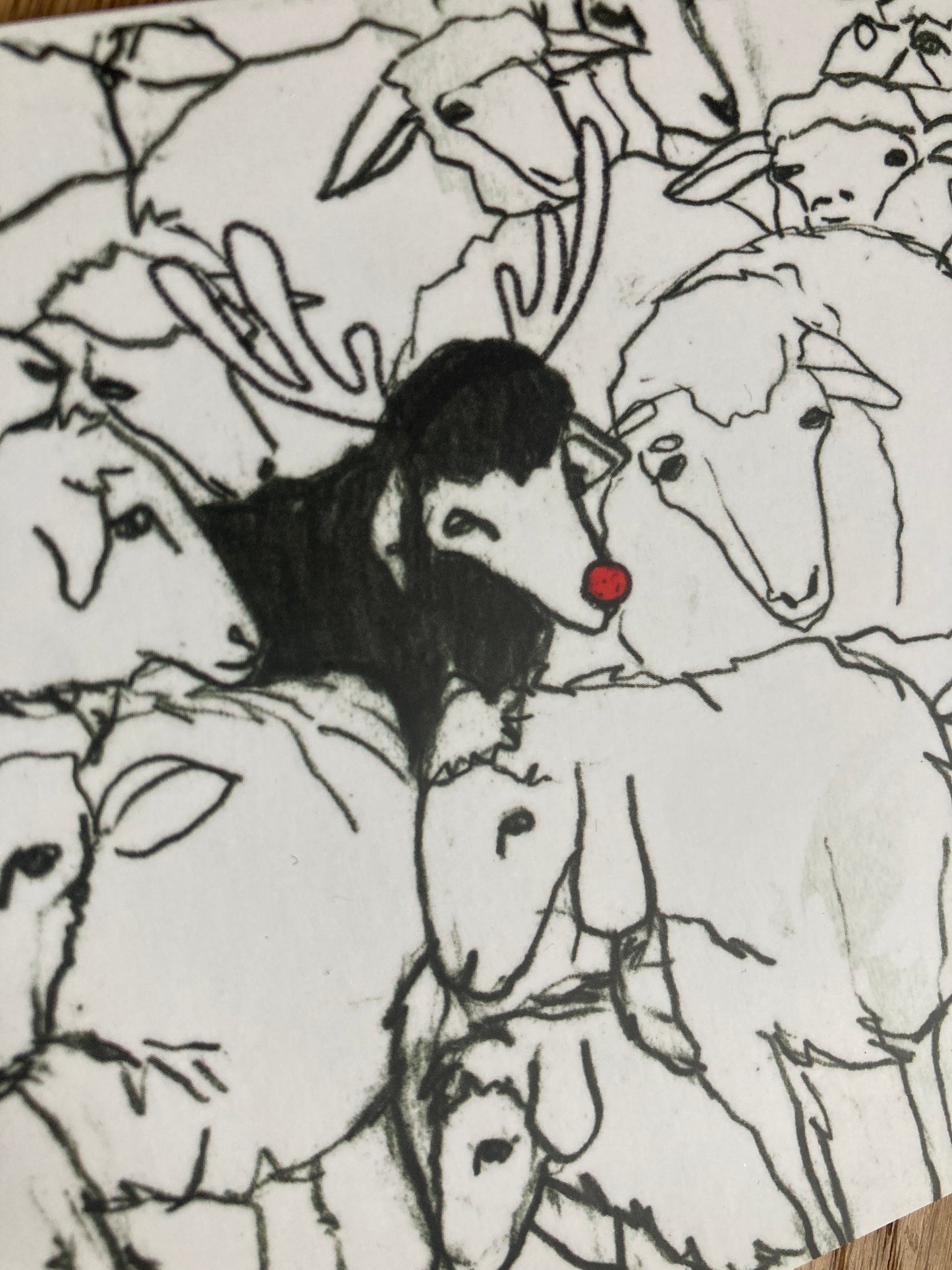 Rudolph im Schafspelz – Humorvolle Weihnachtskarte mit minimalistischem Design. Kostenloser Versand ab 6€