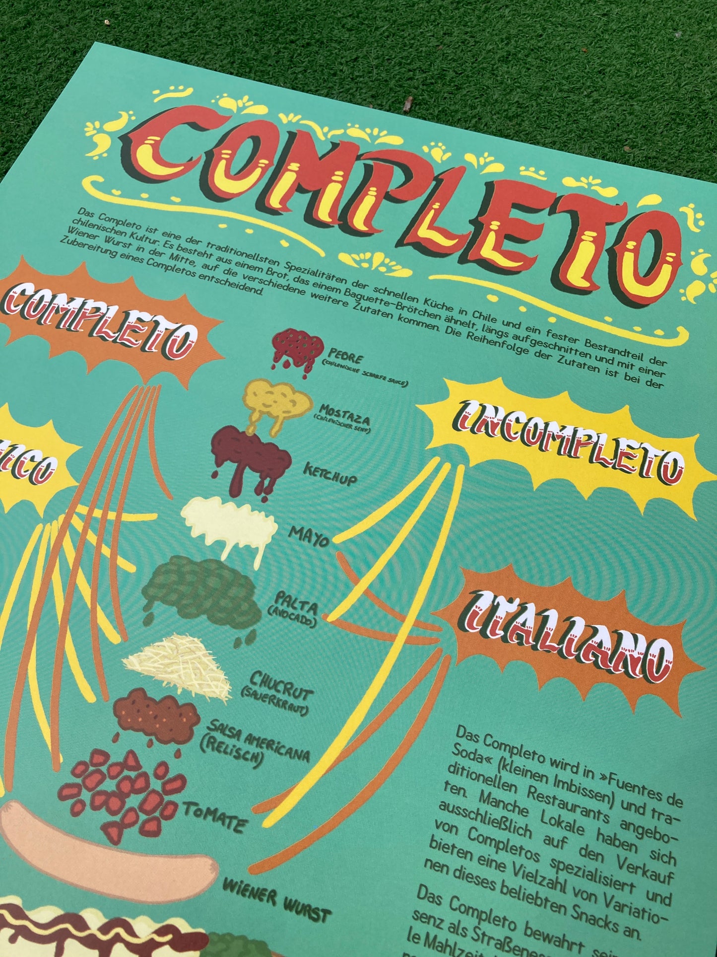 "Completo" – Chilenisches Hotdog-Plakat DIN A3- Kostenloser Versand ab 2 Bestellungen