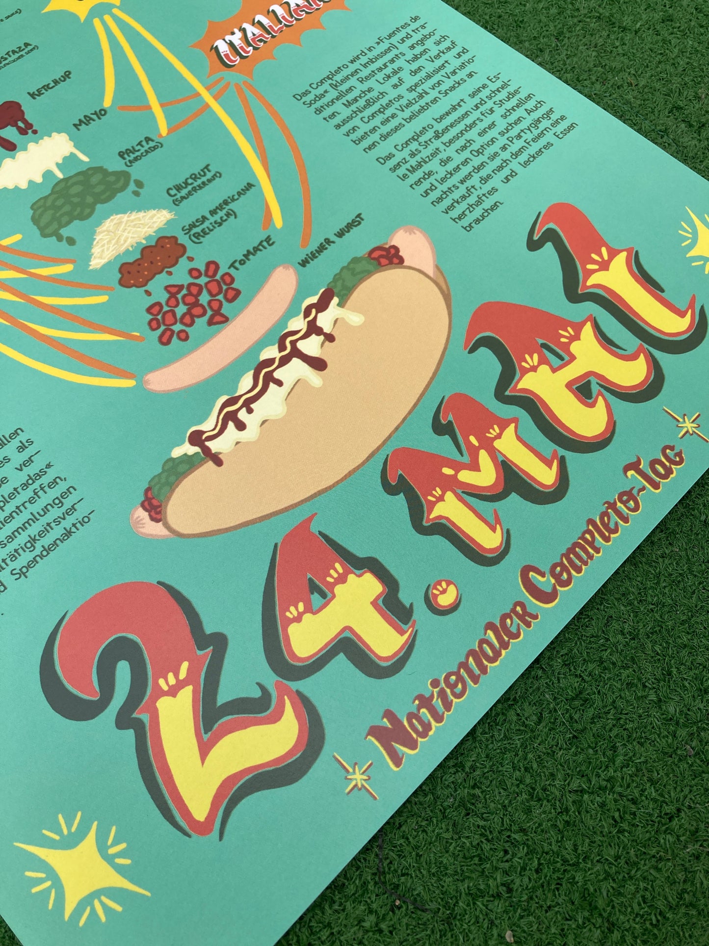 "Completo" – Chilenisches Hotdog-Plakat DIN A3- Kostenloser Versand ab 2 Bestellungen