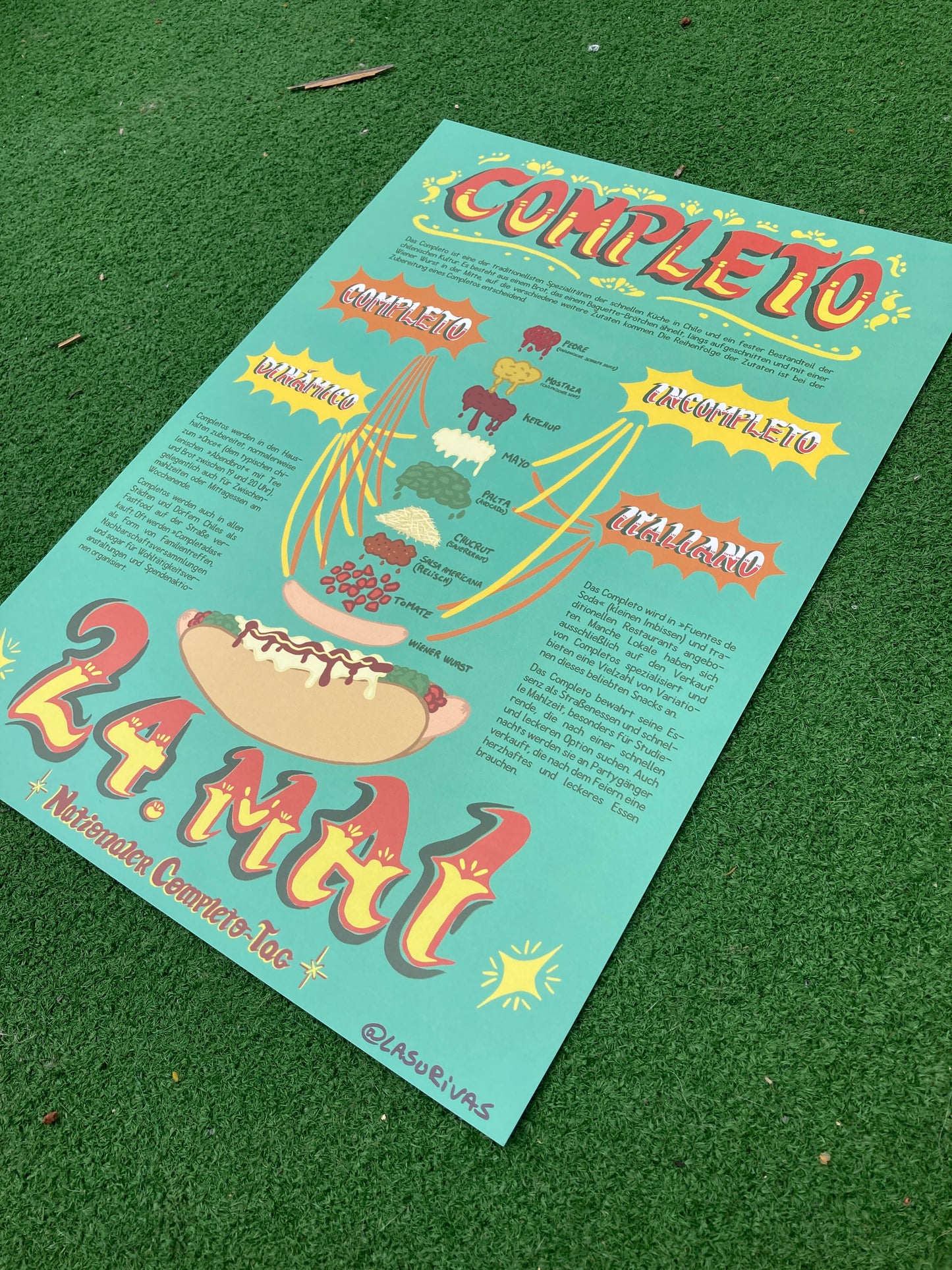 "Completo" – Chilenisches Hotdog-Plakat DIN A3- Kostenloser Versand ab 2 Bestellungen