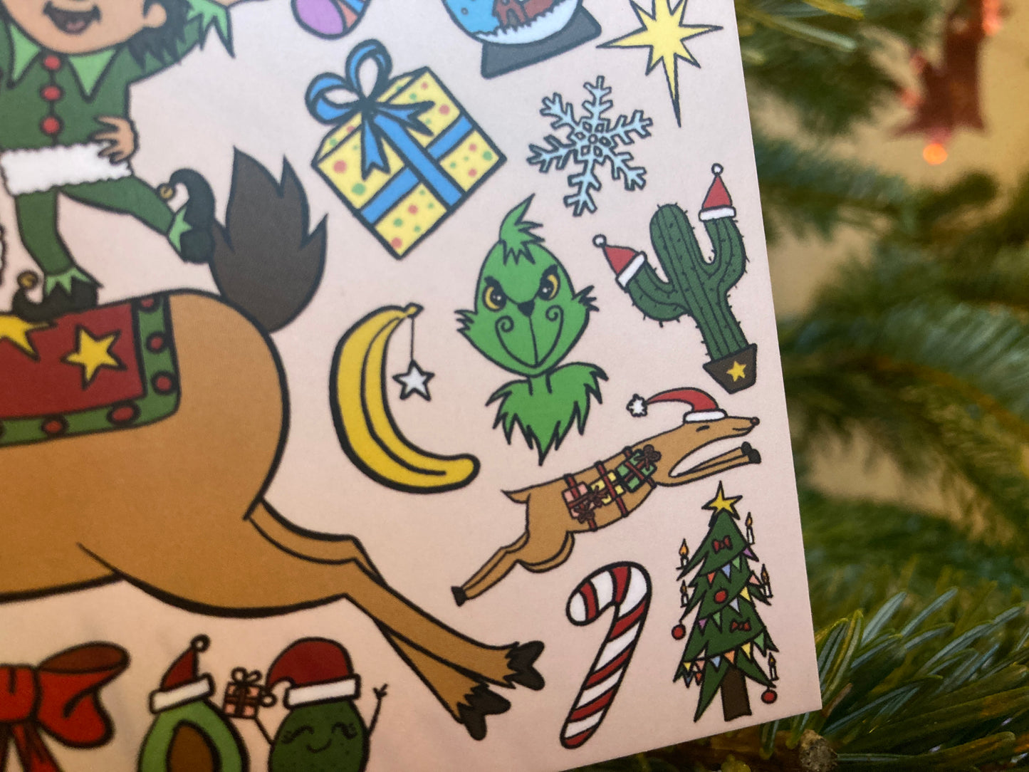 Fröhliche Weihnachten – Lustige Weihnachtskarte im Cartoon-Stil. Kostenloser Versand ab 6€